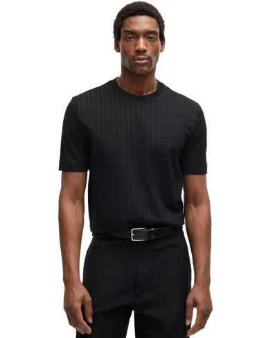 Hugo Boss Boss By  Men's Pinstripe Mercerized Cotton Regular-fit T-shirt In Black