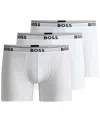 Hugo Boss Three-pack Of Stretch-cotton Trunks With Logo Waistbands In White