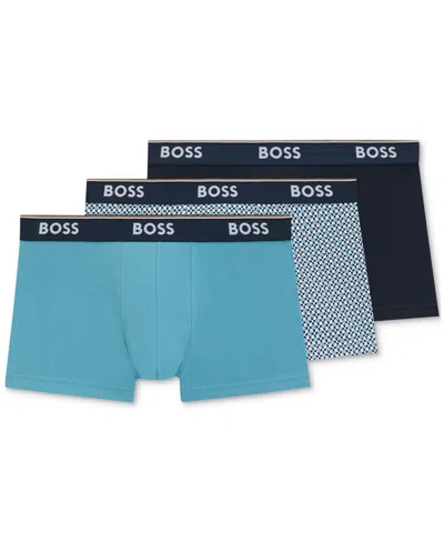 Hugo Boss Boss By  Men's Power 3-pk. Tipped Logo Waistband Trunks In Multi