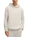 Hugo Boss Cotton-corduroy Hoodie With Press-stud Hood In White