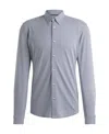 Hugo Boss Slim-fit Shirt In A Printed Performance-stretch Blend In Dark Blue
