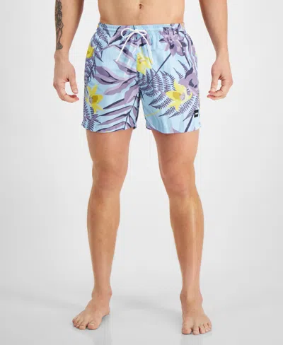 Hugo Boss Boss By  Men's Printed Quick-drying Swim Shorts In Purple