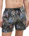 Hugo Boss Tropical-print Quick-drying Swim Shorts With Logo Badge In Dark Beige