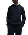 Hugo Boss Logo-patch Cotton Hoodie In Dark Blue
