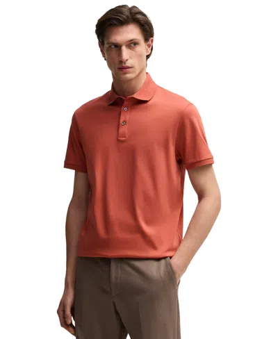 Hugo Boss Boss By  Men's Mercerized Italian Cotton Regular-fit Polo Shirt In Open Red