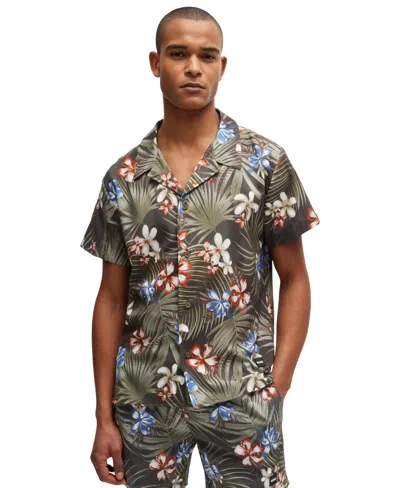 Hugo Boss Boss By  Men's Regular-fit Printed Beach Shirt In Dark Beige