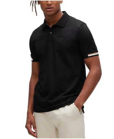 Hugo Boss Boss By  Men's Regular-fit Rubberized Logo Polo Shirt In Black