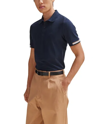 Hugo Boss Boss By  Men's Regular-fit Rubberized Logo Polo Shirt In Dark Blue