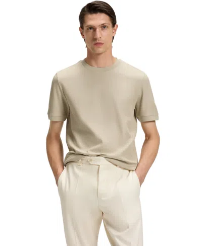 Hugo Boss Boss By  Men's Regular-fit Structured Cotton T-shirt In Neutral