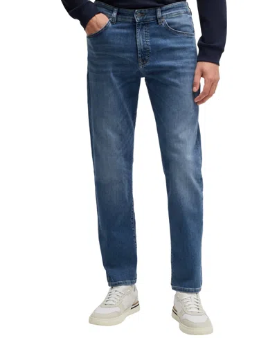 Hugo Boss Boss By  Men's Regular-fit Super Stretch Tapered Jeans In Navy