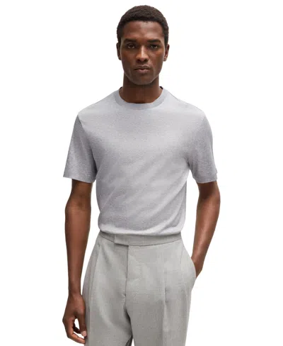 Hugo Boss Boss By  Men's Regular-fit Mercerized-cotton T-shirt In Open Gray
