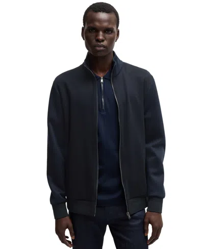 Hugo Boss Boss By  Men's Regular-fit Zip-up Sweatshirt In Dark Blue