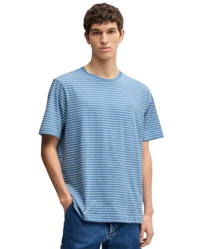 Hugo Boss Boss By  Men's Relaxed-fit Cotton T-shirt In Open Blue