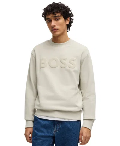 Hugo Boss Boss By  Men's Relaxed-fit Logo Sweatshirt In Open Beige