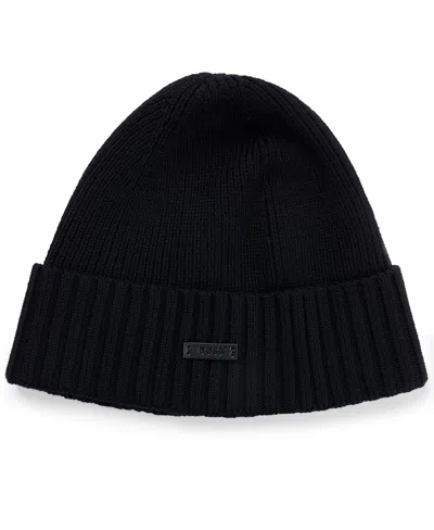 Hugo Boss Boss By  Men's Ribbed Beanie Hat In Black