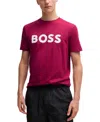 Hugo Boss Cotton-jersey T-shirt With Rubber-print Logo In Open Red