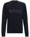 Hugo Boss Stretch-cotton Sweatshirt With Sandwich Logo In Black