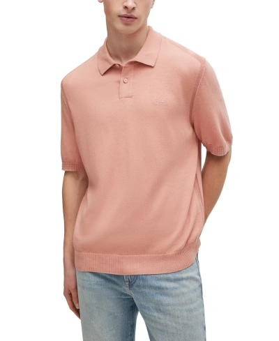 Hugo Boss Boss By  Men's Short-sleeved Polo Sweater In Open Pink