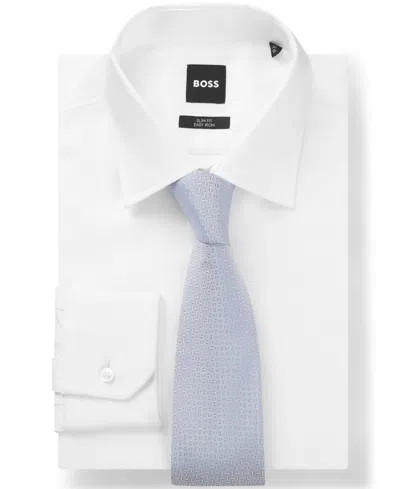 Hugo Boss Boss By  Men's Silk Blend Jacquard-pattern Tie In Blue