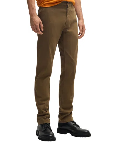 Hugo Boss Boss By  Men's Stretch-cotton Satin Slim-fit Chinos In Khaki