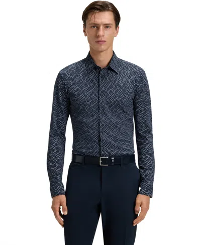 Hugo Boss Boss By  Men's Slim-fit Cotton Blend Shirt In Blue