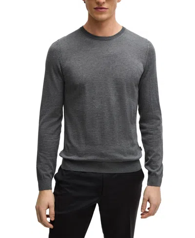 Hugo Boss Boss By  Men's Slim-fit Crew-neck Sweater In Medium Grey