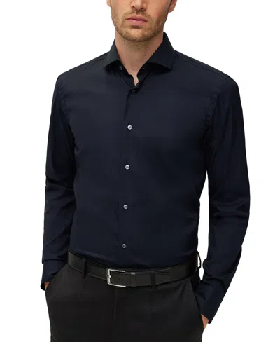 Hugo Boss Boss By  Men's Slim-fit Easy-iron Dress Shirt In Black