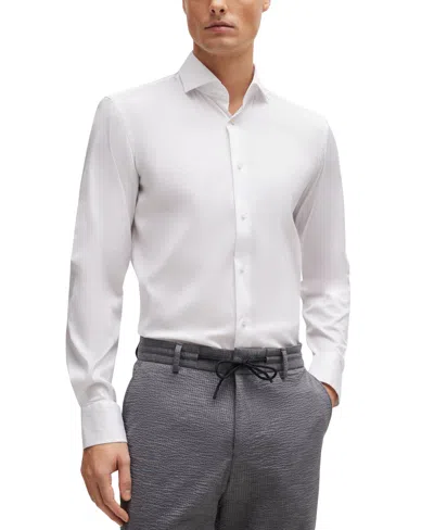 Hugo Boss Boss By  Men's Slim-fit Easy-iron Dress Shirt In White
