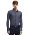 Hugo Boss Boss By  Men's Slim-fit Geometric Print Performance Shirt In Navy