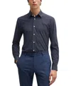 Hugo Boss Boss By  Men's Slim-fit Geometric Print Shirt In Navy