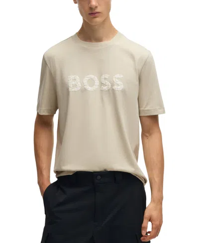 Hugo Boss Boss By  Men's Slim-fit Logo Print Shirt In Open Beige