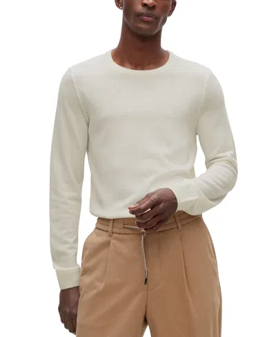 Hugo Boss Boss By  Men's Slim-fit Merino Wool Sweater In White
