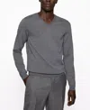Hugo Boss Boss V-neck Slim-fit Sweater In Grey Wool In Gray