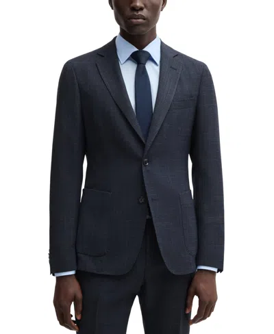 Hugo Boss Boss By  Men's Slim-fit Micro-patterned Jacket In Dark Blue