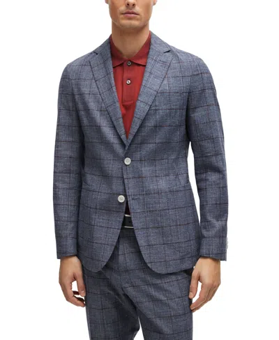 Hugo Boss Boss By  Men's Slim-fit Micro-patterned Jacket In Open Blue