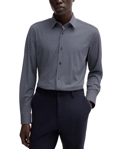 Hugo Boss Boss By  Men's Slim-fit Performance Dress Shirt In Dark Blue