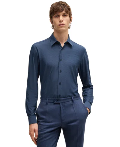 Hugo Boss Boss By  Men's Slim-fit Performance-stretch Jacquard Shirt In Open Blue