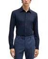Hugo Boss Boss By  Men's Structured Performance Slim-fit Dress Shirt In Dark Blue