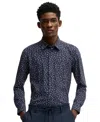 Hugo Boss Boss By  Men's Slim-fit Printed Performance Shirt In Navy