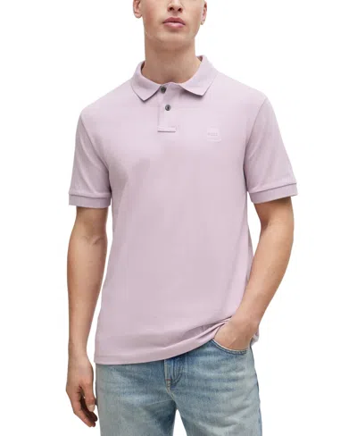 Hugo Boss Boss By  Men's Slim-fit Stretch-cotton Logo Patch Polo Shirt In Purple