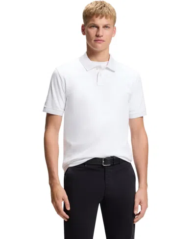Hugo Boss Boss By  Men's Slim-fit Stretch-cotton Logo Patch Polo Shirt In White