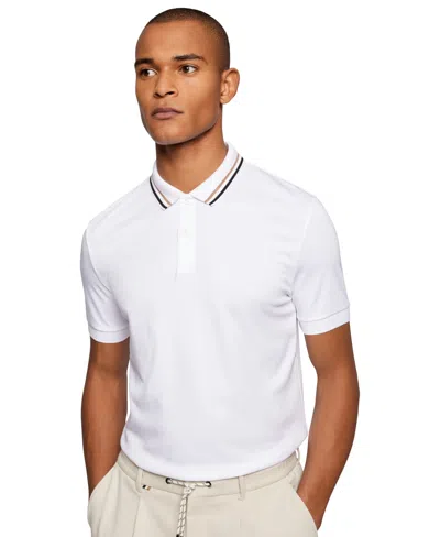 Hugo Boss Boss By  Men's Slim-fit Striped Collar Polo In White