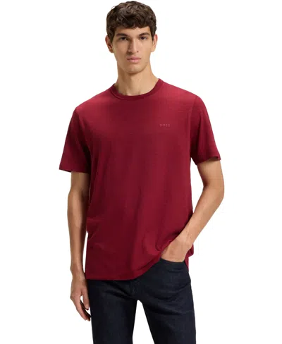 Hugo Boss Boss By  Men's Slub-cotton Logo Detail T-shirt In Red