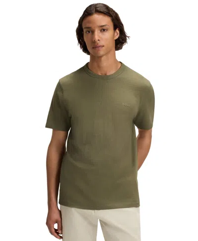 Hugo Boss Boss By  Men's Slub Cotton Regular-fit T-shirt In Green