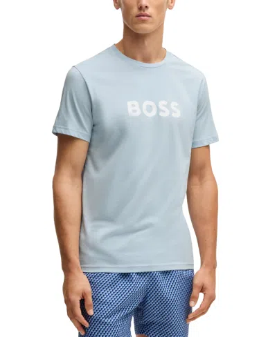 Hugo Boss Boss By  Men's Spf 50+ Uv Protection Cotton-jersey T-shirt In Blue