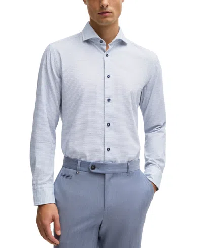 Hugo Boss Boss By  Men's Spread Collar Casual-fit Dress Shirt In Open Blue