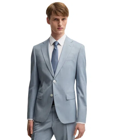 Hugo Boss Boss By  Men's Stretch Chiffon Slim-fit Blazer In Open Blue