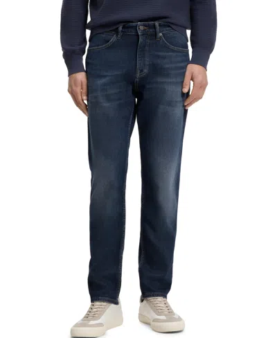 Hugo Boss Boss By  Men's Stretch Cotton Contrast Stitching Tapered-fit Jeans In Blue