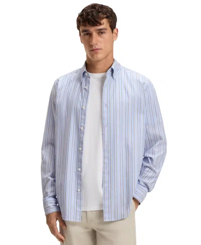 Hugo Boss Boss By  Men's Stretch-cotton Dobby Regular-fit Shirt In Blue