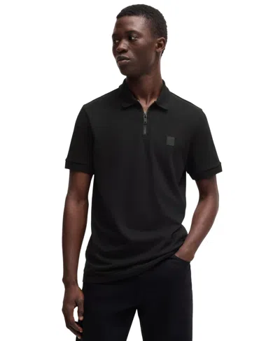 Hugo Boss Boss By  Men's Stretch-cotton Pique Slim-fit Polo Shirt In Black